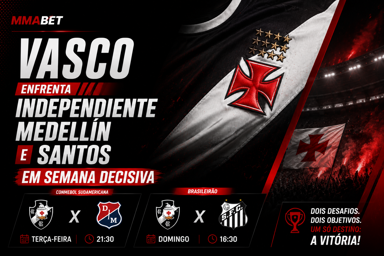 Vasco Enfrenta Independiente Medellín e Santos Semana Decisiva