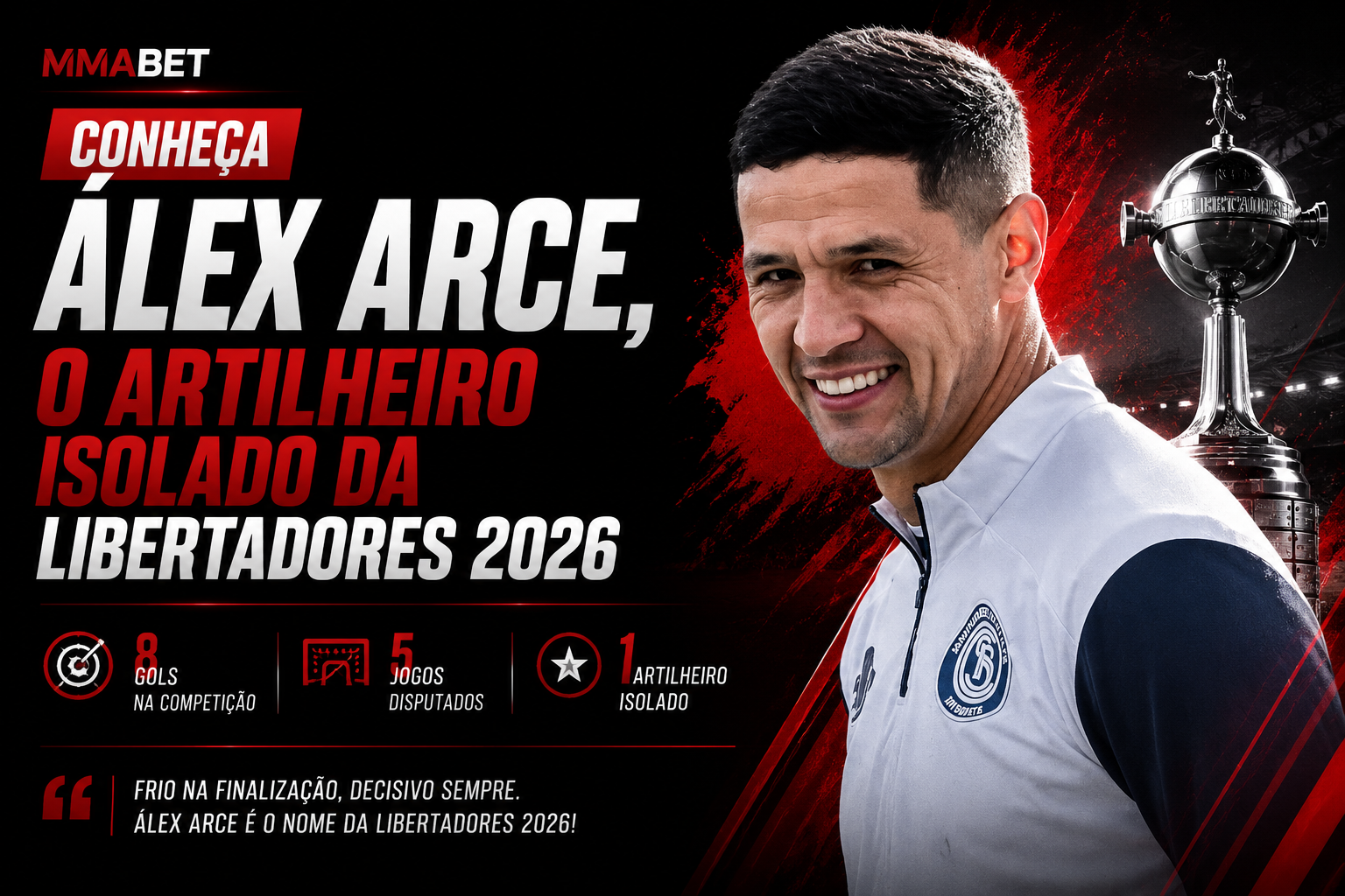 Conheça Álex Arce, o Artilheiro Isolado da Libertadores 2026