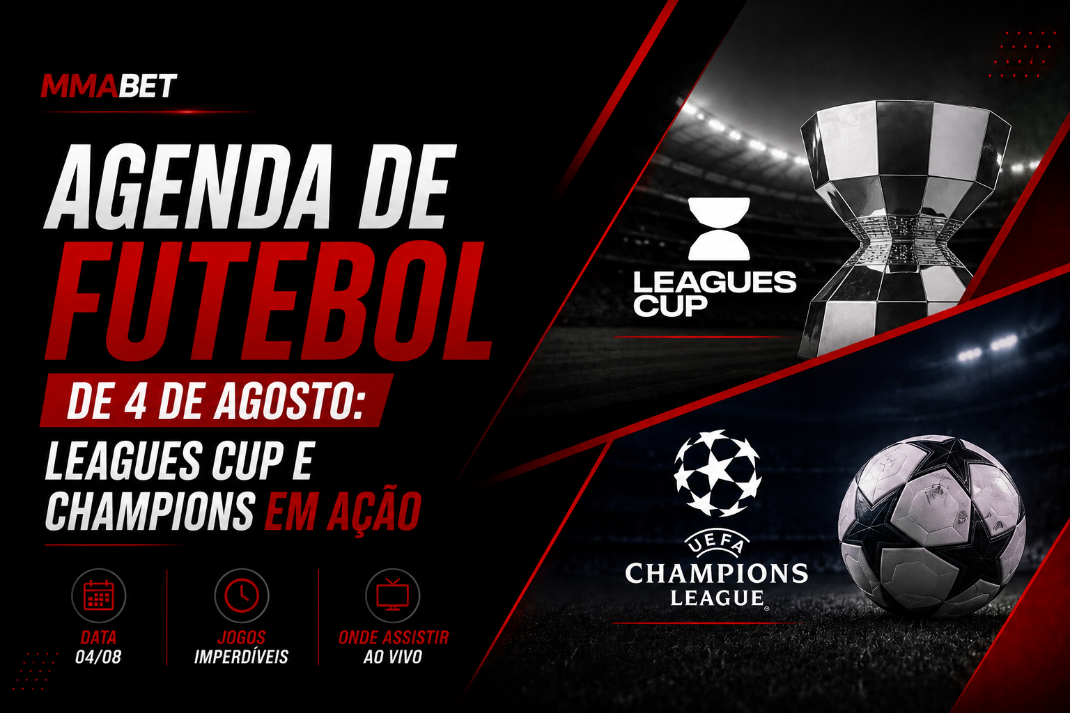 Agenda de Futebol de 4 de Agosto: Leagues Cup e Champions